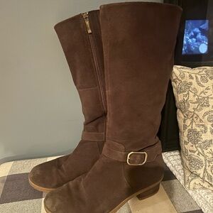 Dansko Chocolate Suede Heeled Boots